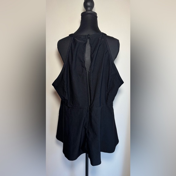 Torrid Women’s 3X Black Cage High Neck Peplum Top Gothic Plus Size Sleeveless - Picture 6 of 9